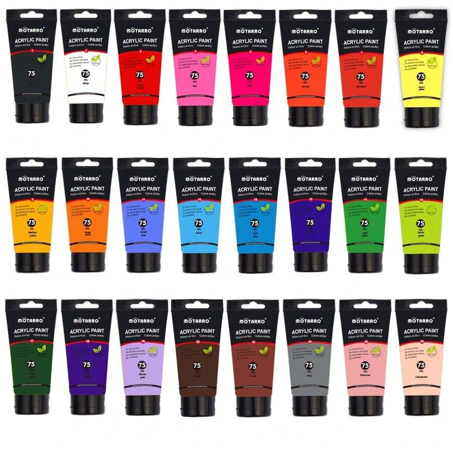 Motarro* 管装丙烯颜料，适合艺术初学者、业余画家、画布、岩石、木材、陶瓷（75 毫升 2.6 盎司）