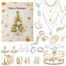 Calendario de cuenta regresiva, caja de joyería de Adviento, decoración, mejor regalo para amigos, cumpleaños, decoraciones navideñas para el hogar, regalos de Navidad, decoración navideña - Multicolor - Ver 7