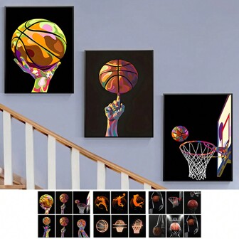 3 Pcs Basketball Canvas Wall Art Anime Poster Fashion Basketball Sports Prints Wall Painting For Boys Men Bedroom Living Room Gym Decor No Frame