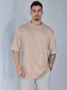 Kit 2 Men's Oversized T-Shirt Streetwear Plain Cotton Basic Collar