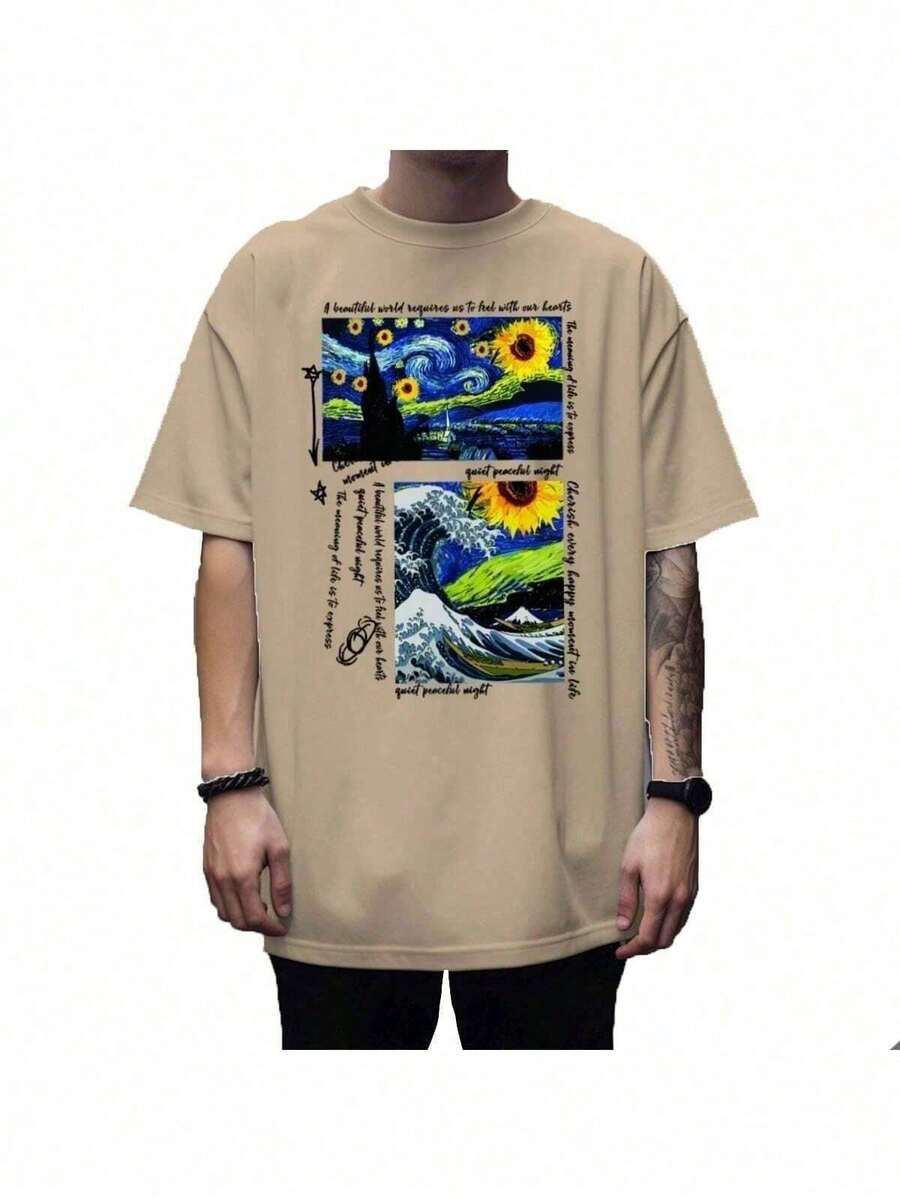 100% Cotton T-Shirt VANGOGH Thread 30.1 SILPJ1 - 米色 - 查看 1