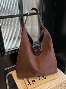 2pcs High Capacity Faux Suede Tote Bag Set For Women, New 2024 Korean Fashion Elegant Casual Commute Shopping Shoulder Bag, Newest Fashionable Suede Bag For Women, Perfectly Matching With Fall Outfits Women Fall Clothes For Women