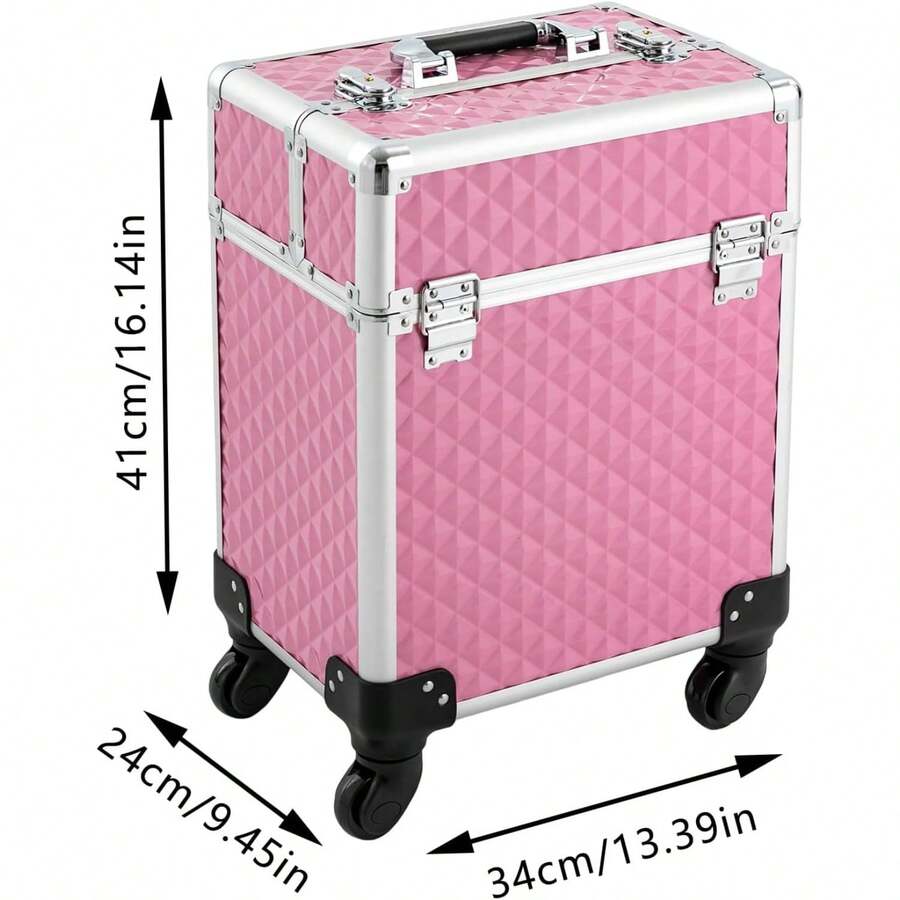 CNCEST LOYALHEARTDYBTG Rolling Makeup Train Case 4 Trays Cosmetology