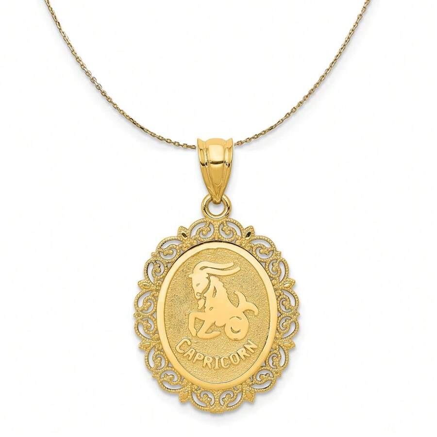 The Black Bow 14k Yellow Gold Filigree Capricorn The Goat Zodiac