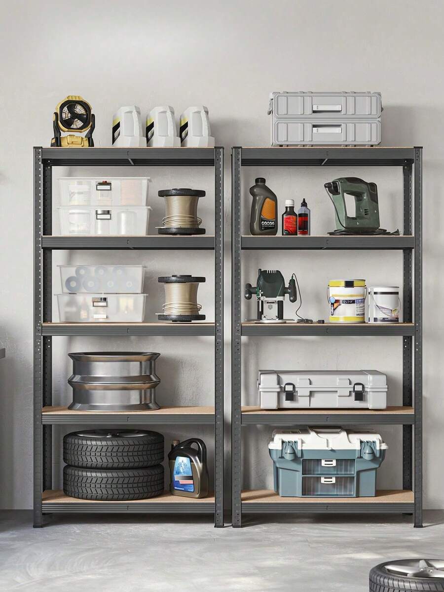SONGMICS 5-Tier Shelving Unit, Steel Shelving Unit For Storage, Tool-Free Assembly, For Garage, Shed, Load Capacity 875 Kg, 40 X 90 X 180 Cm, Grey - Grey - View 1