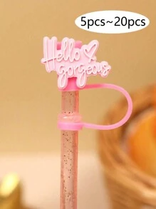 5 cái/10 cái/15 cái/20 cái Nắp đậy ống hút trang trí, Nắp ống hút có thể tái sử dụng, Vỏ bảo vệ ống hút chống bụi, chống tràn, Dùng cho túi đựng quà tặng tiệc sinh nhật, tụ tập bạn bè và đồ dùng tiệc tùng - Nhiều màu - Xem 1