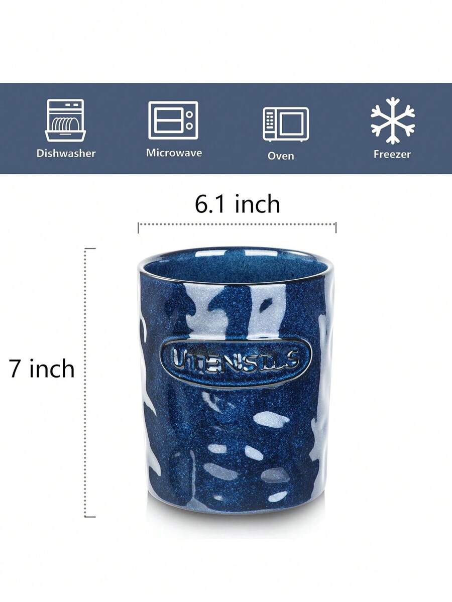 Vicrays Ceramic Kitchen Utensil Holder 7" Large Ceramic Farmhouse