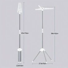1PC Floor-Standing Laundry Rack, Clothes Drying Rack, Stainless Steel Triangle Clothes Drying Rack, Good Load-Bearing, Stable And No Shaking, Windproof, No Tools Needed, Easy Installation, Easy Storage For Bags, Clothes, Hats