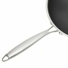 13.4Inch Double Sided Screen Honeycomb Wok Non Stick Stainless Steel Kitchen Frying Pan With Nonstick Honeycomb Coating, Large Non Stick Skillet For Cooking, For Gas Stove, Induction Cooker, Ceramic Stove - 黑色 - 查看 9