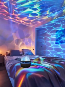 1 đèn tạo không khí gợn sóng nước điều khiển từ xa có đèn chiếu bầu trời đầy sao USB, đèn ngủ mini nhiều màu sắc sáng tạo cho phòng ngủ, đèn chiếu cực đa chức năng LED, đèn tạo không khí phòng ngủ, bạn đồng hành ngủ cạnh giường, thích hợp cho các buổi họp mặt gia đình, tiệc tùng, quà tặng lễ hội, quà tặng sinh nhật - nhiều màu - Xem 4