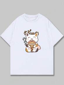Unisex Fashion T-Shirt Cute Kitten Shirt Blouse Casual Cotton - màu đen - Xem 1