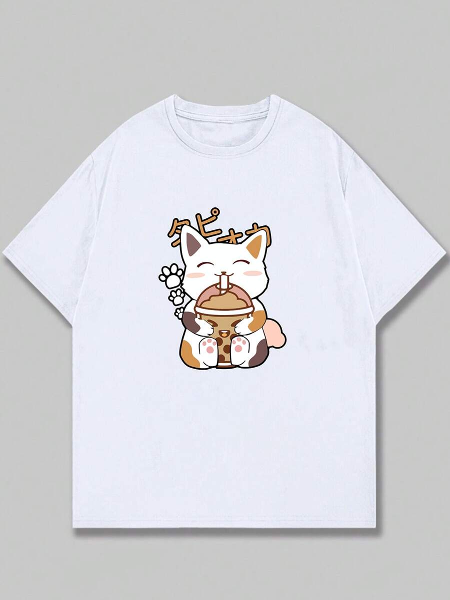 Unisex Fashion T-Shirt Cute Kitten Shirt Blouse Casual Cotton - màu đen - Xem 1
