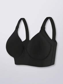 Women's Black Comfort Seamless Deep V Push-Up Adjustable Bra Sports Beautify The Back Bra - 黑色 - 查看 8