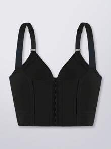 Women's Black Comfort Seamless Deep V Push-Up Adjustable Bra Sports Beautify The Back Bra - 黑色 - 查看 9
