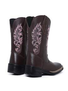 Women's Texan Boot In New Leather Floral Embroidered Country Style With Comfort And Elegance - màu đen - Xem 3