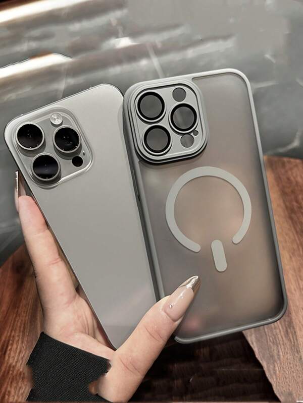 Apple 1pc Luxury Translucent Matte Magnetic Wireless Charging Case Compatible With Iphone 16 15 14 13 12 11 Pro Max Plus With Glass Lens Protector Skin Feeling Soft Bumper Hard Acrylic Shockproof Cover