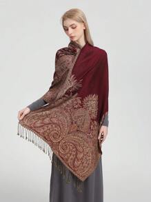 1pc Vintage Paisley Flower Print Scarf, Versatile