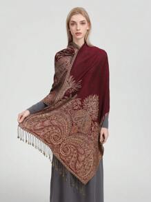 1pc Vintage Paisley Flower Print Scarf, Versatile