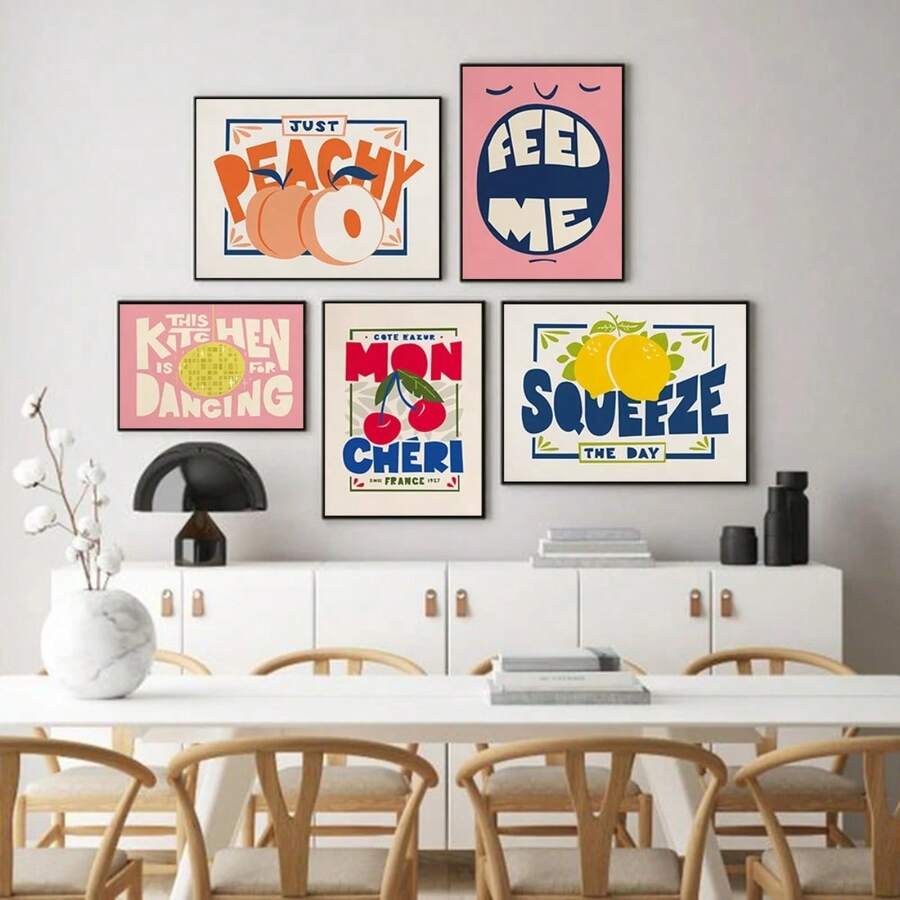 1pc Fruit Mon Cheri Prints Vintage Posters Canvas Painting Kitchen Is For Dancing Wall Art Decoration Wall Pictures For Dining Room No Frame - Nhiều màu - Xem 1