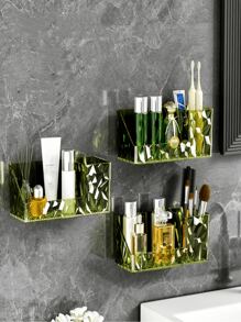 Diamond-Patterned Mirror Cabinet Wall-Mounted Storage Box Without Drilling, White