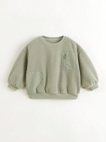MARC&JANIE Young Boys Mountain Outdoor Soft Polar Fleece Pocket Stitching Sweatshirt Autumn And Winter - Green - View 5