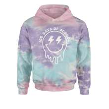 Melting Smile Face 100 Days Of School Youth-Sized Hoodie - 紮染太平洋 - 查看 8