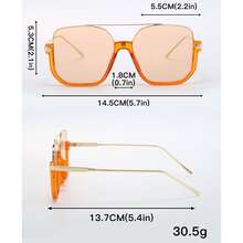 1 副超大镜框复古时尚男女通用眼镜沙滩配饰眼镜遮阳镜 - 橘色 - 查看 4