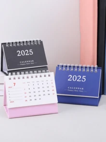 1pc 2025 Mini Desk Calendar Simple Solid Color Calendar Fresh And Simple,Desktop Paper Mini Stand Calendar,Small Size, Creative, And Easy To Use,Simplistic Yet Elegant Paper Construction - Multicolor - View 6