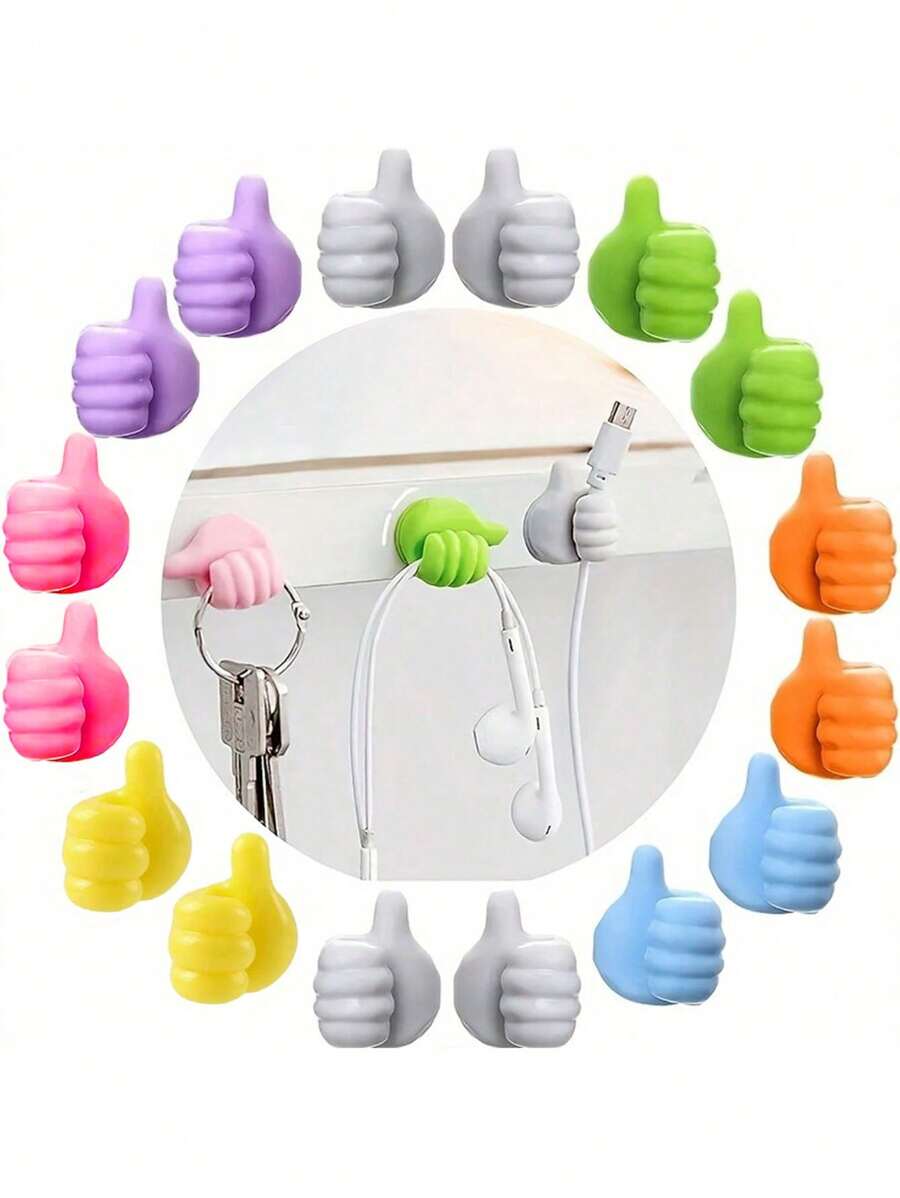 SHOULI 4 件创意拇指挂钩。多用途线夹。粘性强的墙钩。无需钻孔。用于悬挂毛巾、钥匙、刷子、铅笔等。