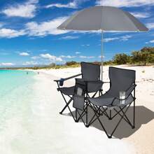 Lifezeal Folding Picnic Double Chair W/Umbrella Table Cooler Beach Camping Turquoise\Black\Red\Gray