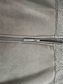 1pc Coral Fleece Lamb Wool Jacket For Men, Outdoor Warm Windproof Thick Outerwear