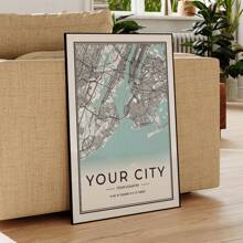 1pc Modern Custom Personalization City County Map World Covers Travel Poster Wedding Memorial Day Gift Aluminum Alloy Frame Canvas Painting Wall Art Picture Waterproof Poster For Living Room Bedroom Home Decor