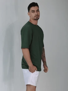 Kit 2 Men's Oversized T-Shirt Streetwear Plain Cotton Basic Collar - Rỉ Nâu - Xem 3
