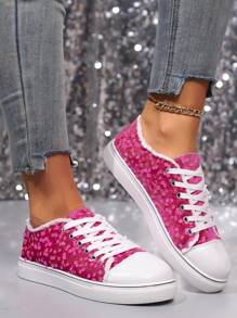 Damen Mode Lässig atmungsaktive Pailletten Sneaker, leichte Sohle rutschfeste Slip-On Low-Top Lässig Schuhe