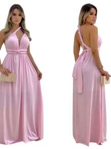 Party Dress Wedding Bridesmaid Graduation Multiforms - Baby Pink - View 4
