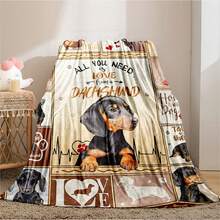 1 chiếc chăn choàng in hình chó Dachshund dễ thương bằng vải nỉ, chăn mềm mại, thoải mái, chăn đắp sofa thông thường, chăn đa năng để ngủ trưa, mùa thu, trang trí nhà cửa - Nhiều màu - Xem 3