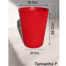 Polyethylene Striped Column Plant Pot Does Not Lose Color Modern Design Garden Or Indoor - Red - View 6