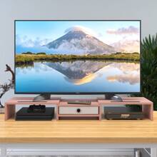 Dual 3 Shelf Computer Riser With Drawer, Adjustable Length And Angle, Desktop 2 Monitor Stand Storage Organizer - 粉色 - 查看 6