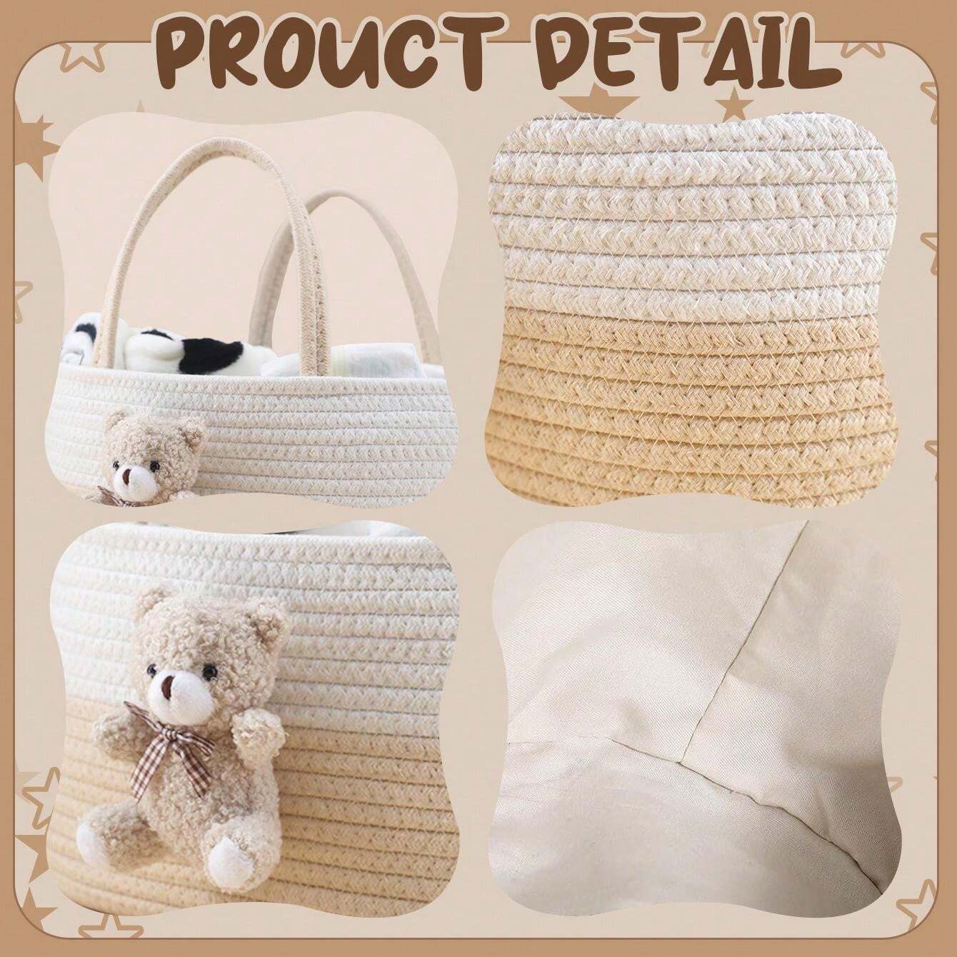 Bear Diaper Caddy Organizer Cart Storage For Nursery With Handle, Bear