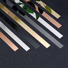 1PC Stainless Steel Mirror Decorative Strip Metal Flat Decorative Strip Background Wall Ceiling Edging Strip Titanium Alloy Self-Adhesive - 0.8mm Thick 300/1200cm Long - Multicolor - View 8