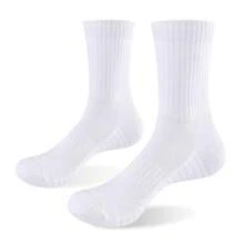 YUEDGE 6 Pairs Cotton Cushion Crew Socks Workout Training Hiking Walking Athletic Sports Socks For Men - White - View 3