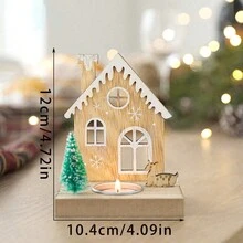 1 Giá nến gỗ trang trí ngày lễ Giáng sinh - Giá nến trà mộc mạc trang trí nhà Giáng sinh, đồ trang trí bàn tiệc lễ hội, hoàn hảo cho tiệc Giáng sinh và trang trí nhà cửa (Không bao gồm nến) - Nhiều màu - Xem 4