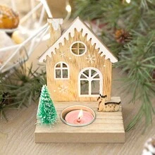 1 Giá nến gỗ trang trí ngày lễ Giáng sinh - Giá nến trà mộc mạc trang trí nhà Giáng sinh, đồ trang trí bàn tiệc lễ hội, hoàn hảo cho tiệc Giáng sinh và trang trí nhà cửa (Không bao gồm nến) - Nhiều màu - Xem 7