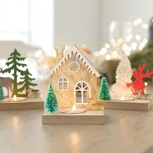 1 Giá nến gỗ trang trí ngày lễ Giáng sinh - Giá nến trà mộc mạc trang trí nhà Giáng sinh, đồ trang trí bàn tiệc lễ hội, hoàn hảo cho tiệc Giáng sinh và trang trí nhà cửa (Không bao gồm nến) - Nhiều màu - Xem 12