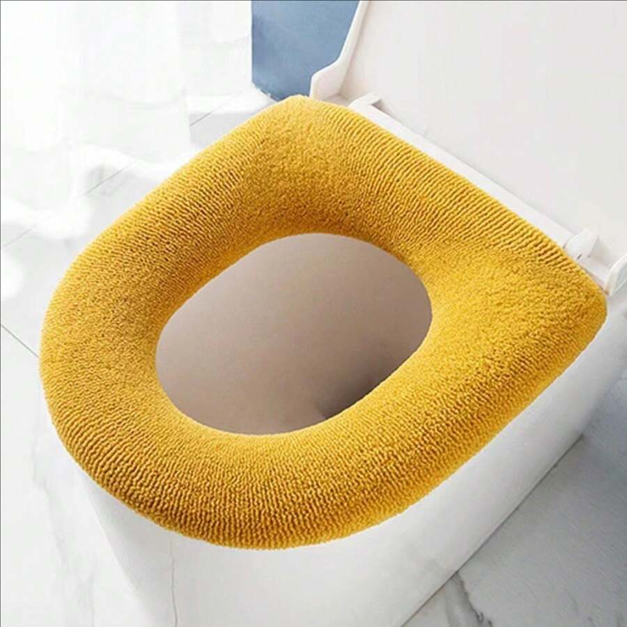 4Season Toilet Seat Cushion, Knitted Thick Warm Toilet Mat, Washable