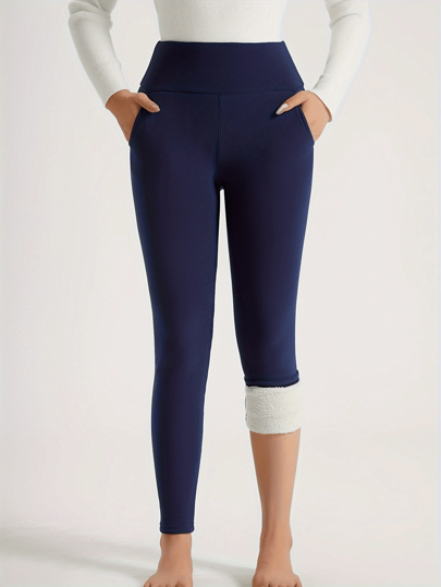 Women's Wool Leggings, Thermal Thermal Lined , High Waisted, Skinny, Thick Plush Pockets, Winter