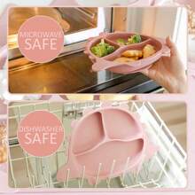 Dinosaur Shaped Plate With Suction Cup, Feeding Tableware For Infants & Toddlers