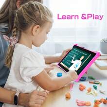 PRITOM 10 Zoll Kinder Tablet Android 13 Tablet, 2GB (2GB + 2GB erweiterbar), 64GB, Quad-Core, 1280*800 großes HD IPS Display, 2,4G WLAN, 2MP + 8MP Kamera, 6000mAh, Kleinkindtablet für Kinder, Elternkontrolle, Lerncomputer für Kinder mit Hülle (kein Adapter)