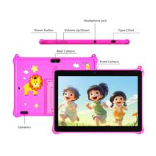 PRITOM 10 Zoll Kinder Tablet Android 13 Tablet, 2GB (2GB + 2GB erweiterbar), 64GB, Quad-Core, 1280*800 großes HD IPS Display, 2,4G WLAN, 2MP + 8MP Kamera, 6000mAh, Kleinkindtablet für Kinder, Elternkontrolle, Lerncomputer für Kinder mit Hülle (kein Adapter)