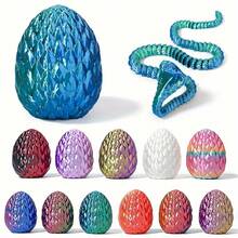 Modelo de exhibición de cristal con huevo de serpiente impreso en 3D, impresión de una sola pieza con bisagras, artículo decorativo - Multicolor - Ver 1